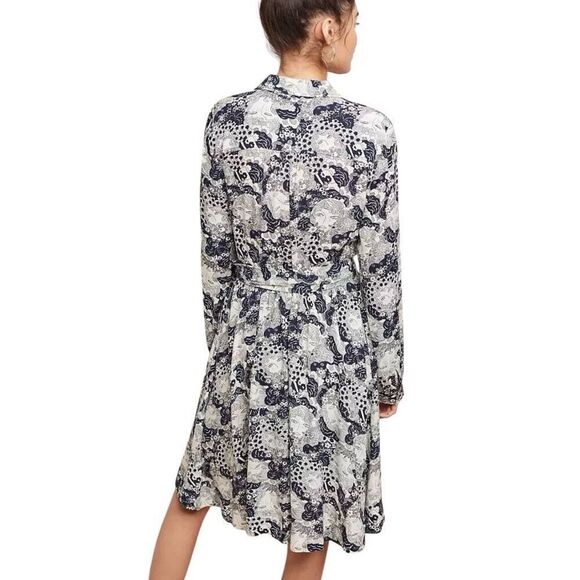 Anthropologie 34 of 52 Conversations Colloquial Shirt Dress Size 12 Floral Face - Picture 2 of 9